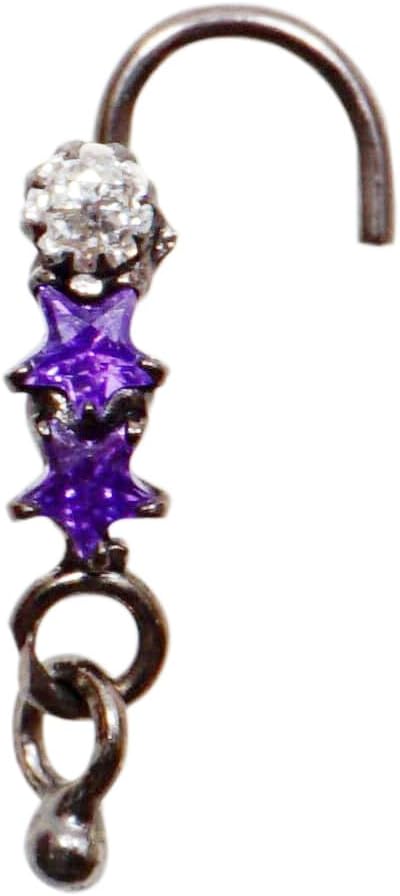 Sterling Silver Nose Stud Indian Nose Ring Black Plating Nose Piercing Bell Nose Stud Indian Nose Stud Black Nose Hoop Diamond Nose Piercing