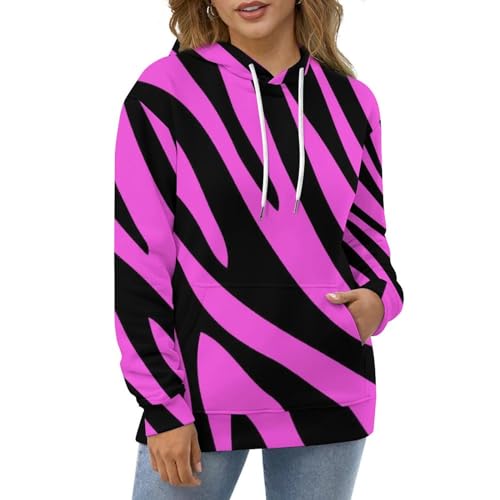 Sweat À Capuche UMENG Rayures Roses Graphiques Pull Manche Longue Mixte