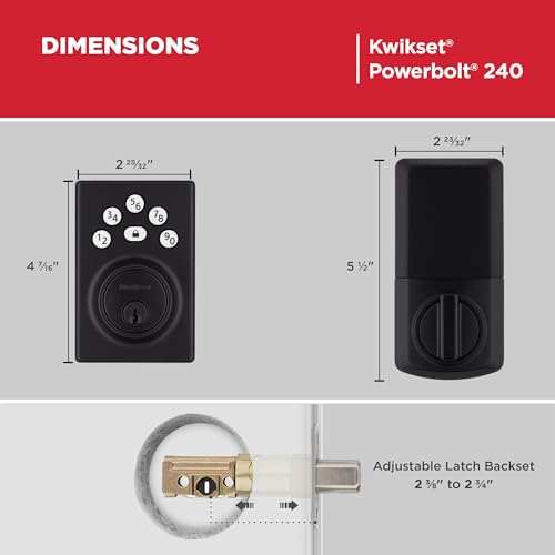 Kwikset Powerbolt 240 5-Button Keypad Matte Black Contemporary Electronic Deadbolt Door Lock, Featuring Convenient Keyless Entry, Customizable User Codes and Auto-Locking - image 9
