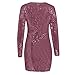 ZBYY Women's Sequin Mini Dress,Sexy Sequin Glitter Deep V Neck Ruched Shorts Sleeve Mini Party Clubwear Bodycon Dress