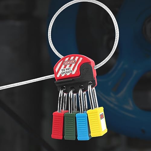 Tonysa Tagout-Kabelschloss, Edelstahl-Kabelschloss, Lockout-Tagout-Stahlkabelschloss, Sperrvorrichtung mit 4 Schlüssellöchern für Reparaturmanagement