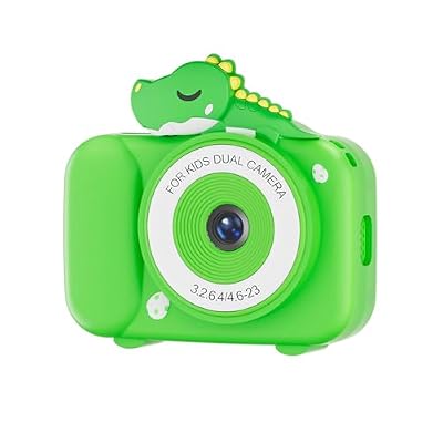 Green Dinosaur Double Lens Camera 8X Zooming with Stand for High Clear Photography Fun Learning Toy