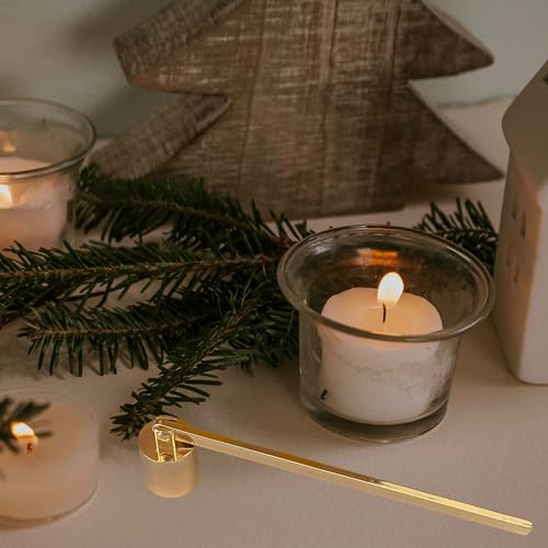 JHZABPO Candle Snuffer, Golden Candle Snuffer Extinguisher with Long Handle, Gold Color Stainless Steel Wick Flame Snuffer for Putting Out Candle Flame Safely