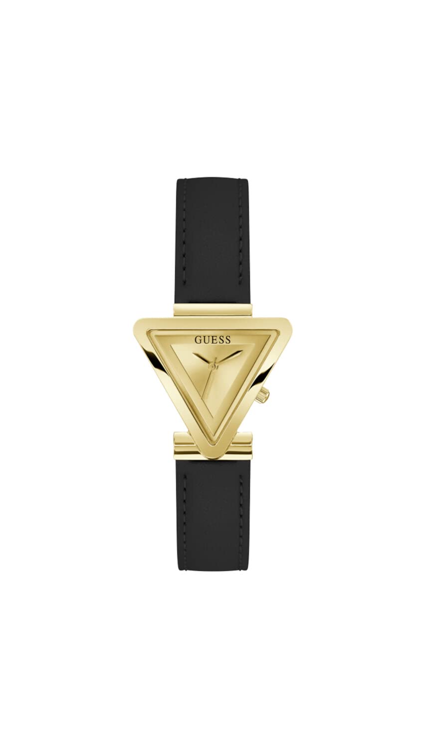 Ladies 34mm Watch - Black Strap Champagne Dial Gold Tone Case