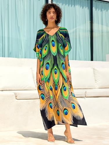 Image of NFVNKJ Women's Plus Size Beach Lounge Kaftan Maxi Dress Swimsuit Coverup for Women