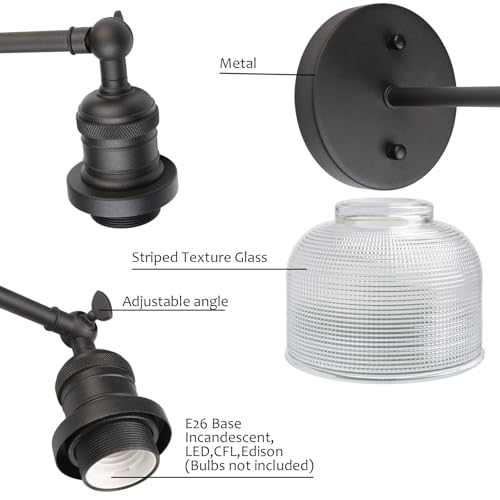 Image of Pathson Vintage Wall Sconce Lamp with Clear Glass, Adjustable Hardwired Wall Vanity Light for Bathroom Living Room Farmhouse Bedside Lighting