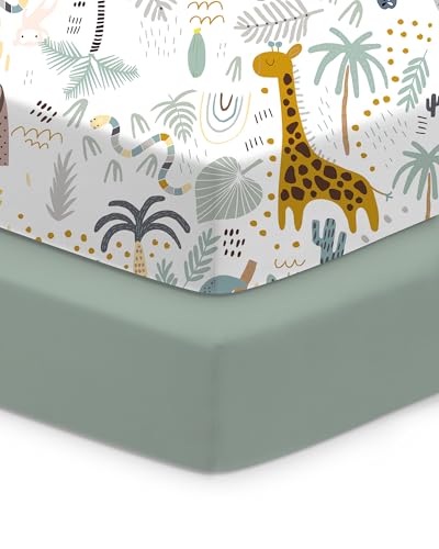 TotChill Crib Sheets 2 Pack, Fitted Crib Sheet for Standard Crib Mattress 28x52x9, Ultra Soft Jersey Knit, Breathable Stretchy Deep Pocket, Snug Fit...