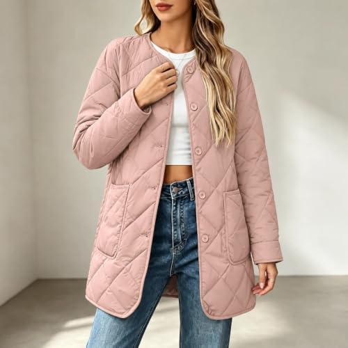 YRAETENM Quilted Jackets for Women Warm Mid Length Lightweight Puffer Coats - image 2