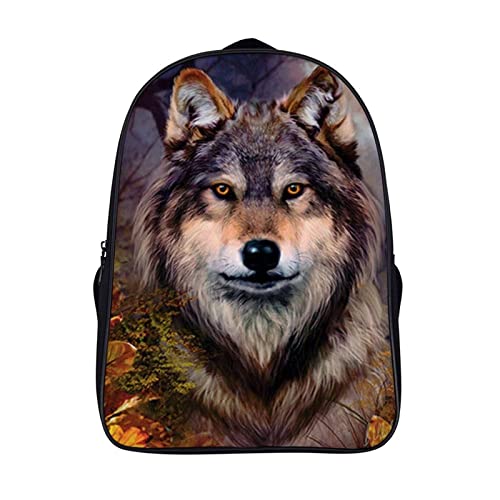 Sac à dos de voyage enfant avec imprimé loup 3D, parfait pour l'école