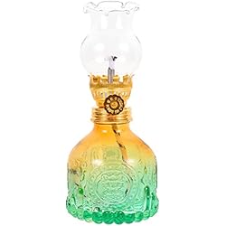 Lámparas Antiguas De Aceite O Petróleo NUOBESTY Lámpara de petróleo vintage con mecha de fuego ajustable, lámpara de aceite de cristal, delicada lámpara de tormenta para decoración del hogar, iluminación de emergencia