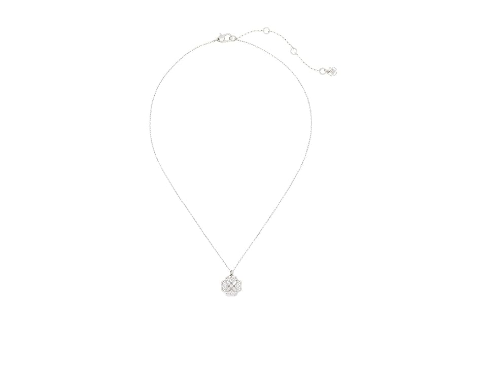 Kate Spade New York Heritage Bloom Mini Pendant Womens Necklace ClearSilver Brass 69$