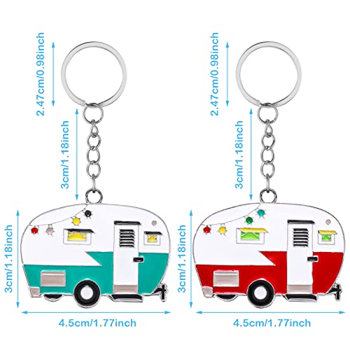 DSLSQD 2 Stück Schlüsselanhänger Wohnwagen,Camper Schlüsselanhänger,Schlüsselanhänger Wohnmobil,Wohnwagen Deko,Retro Reiseanhänger Schlüsselanhänger Zubehör,für RV Reise Campervan Geschenk Charm