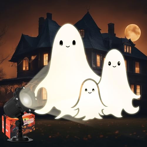 Treela Cute Ghost Projector Light Outdoor Halloween Decoration, Dynamic