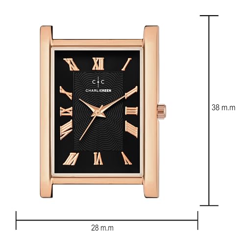 Image of CHARLIEKEEN Slim Analogue Watch, Black Dial, Leather Strap