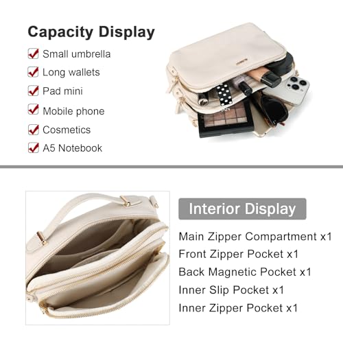 Image of Crossbody Bag,Convertible Top Handle Purse and Satchel for Women | Soft vegan leather; multi pockets; fits A5,iPad mini,long wallet; lightweight organizer for work, travel and weekends