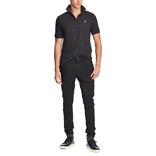 Image of Polo Ralph Lauren Men Custom Fit Mesh Pony Logo Shirt (S, BlackMarbleHth)