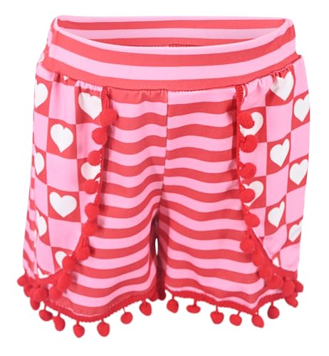 Image of Unique Baby Girls Toddler Big Kid Sleeveless Tank with Pom Pom 2pc Shorts Set Outfit