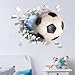 Broken 3D Soccer Ball Football Decorative Peel Vinyl Wall Stickers Wall Decals, DIY Removable Stick Baby Boys Girls Kids Room Nursery Wall Mural Decor