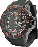 Smith & Wesson Men's Scout Watch, 5 ATM, Stainless Steel Caseback, Scratch Resistant Glass, Tactical Watch, Father's Day Gift, Rubber Strap, Black and Orange, 48mm