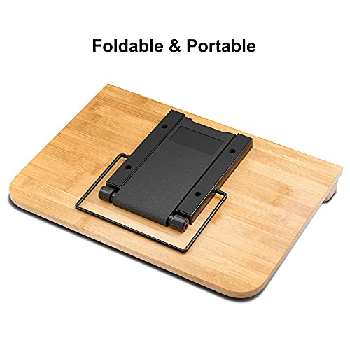 Readaeer Bamboo Book Stand, Large Book Holder With 6 Adjustable Height, Foldable Cookbook Stand Desktop Document Holder thumb #3