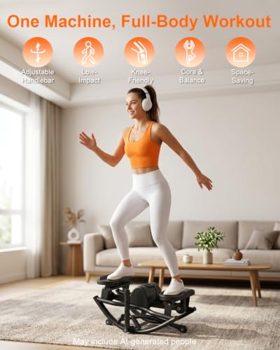 Image of Rock Stepper for Exercise at Home, Rocking Stepper Side to Side | Rocker Stepper with Resistance Bands & Handlebar for Full Body Workout, Lateral Stepper Exercise Machine (Utility Patent)