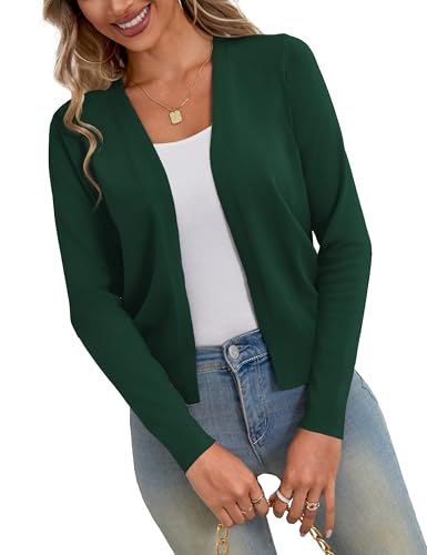 Image of a.Jesdani Shrugs for Women Lightweight 3 /4 Sleeve Open Front Red Cropped Cardigan Sweaters
