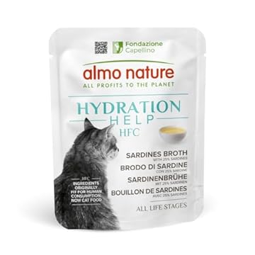 almo nature HFC Hydration Help, Alimento Umido per Gatti - Brodo di Sardine con Sardine - Human-Grade, Gluten-Free, Monoproteico, 50g, Confezione da 24, 1.2 kg