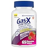 Gas-X Total Relief Chewable Tablets with Maximum Strength Gas Relief Simethicone 250 mg and Heartburn Relief Calcium Carbonate 750 mg, Bloating Relief, Mixed Berries - 65 Count