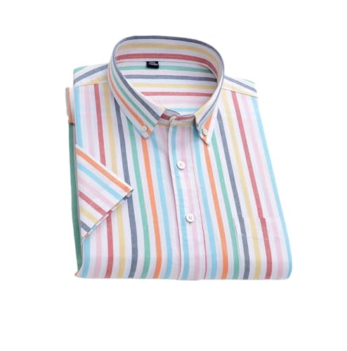 Chemise rayée à manches courtes haut de gamme en coton Oxford texturé pour homme Vsadsau