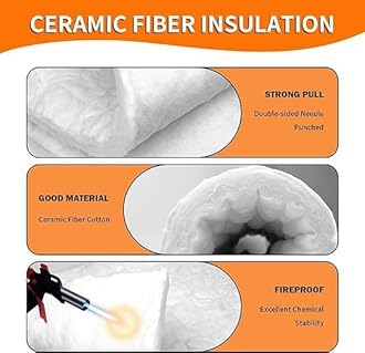 Dewdat Ceramic Fiber Insulation Blanket - Fireproof Insulation Baffle Rated to 2400F, for Dishwasher, Forge, Fireplace, Kilns, Stoves, Furnace, Oven - 1000mm x 610mm x 20mm