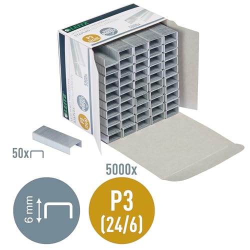 Leitz Power Performance P3 Heftklammern, 24 x 6 mm, 5000 Stück, verzinktes Metall, 54990000