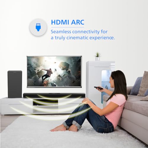 Image of Philips Audio TAB4218 /94 2.1Ch 120W Bluetooth Soundbar with Rich Bass, 3 EQ Modes, Multi-Connectivity Option with Supporting USB, HDMI(ARC), Optical, Coaxial & Aux-in (Black)