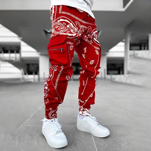 Mens Punk Cargo Pants Baggy Techwear Streetwear Paisley Hip Hop Loose Harem Jogger Pants Military Tactical Track Pant2