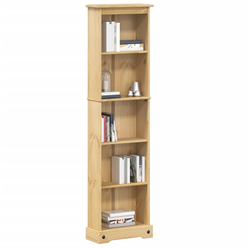 Estantería de madera maciza de pino con soporte de pared - Estantería decorativa con espacio de almacenamiento para libros, revistas y artículos decorativos en diseño rústico