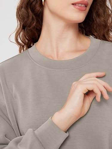 Image of ODODOS Modal Soft Long Sleeve Cropped Sweatshirts for Women Oversized Crew Neck Pullover Crop Top