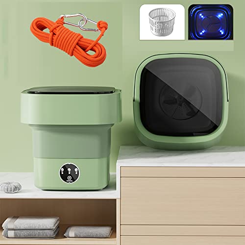 Portable Washing Machine with Clothesline, Mini Foldable Washer and Spin Dryer Small Foldable Bucket Washer, Suitable for Apartment Dorm,Travelling，Best Gift Choice (Color : Pink)