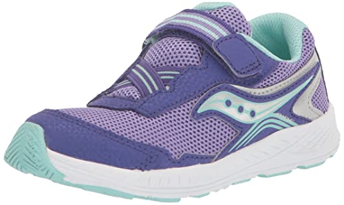 Saucony Ride 10 Jr Sneaker, Purple, 5 Wide US Unisex Little_Kid