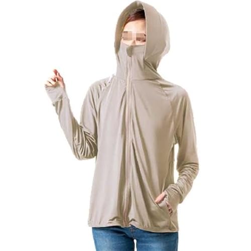 [Dream in Tokyo] UVプロテクトパーカーシャイン uv パーカー レディース 春 無地 薄手 フード 大きめ UVカット 指穴 黒 ブラック 紫外線対策 UVケア 日焼け 防止 冷感 ひんやり 涼しい シンプル 日よけ UVカットパーカー 暑さ対策 プール 海 夏 春 アウトドア 自転車 送迎 公園遊び グッズ (M, グレージュ(新色))