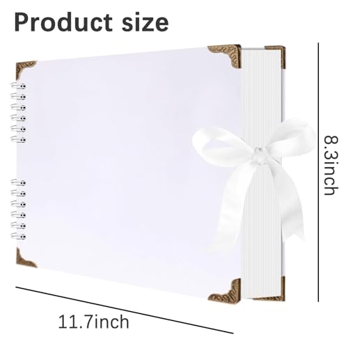 Álbum de scrapbooking de 40 páginas (11 x 8 pulgadas), papel kraft grueso de 200 g/m2, libro de recuerdos fotográficos, álbum DIY para bodas, aniversarios y familia, color blanco miniatura 2