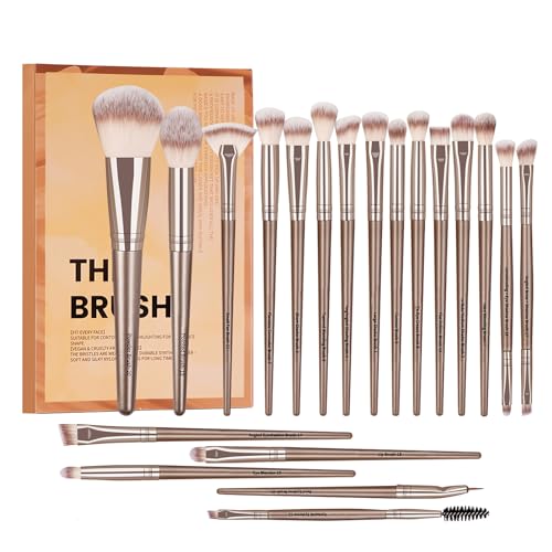 20pcs Pinceau Maquillage, Pinceaux Maquillages Yeux & Visage Premium Fibre Synthétiques Doux et facile à Appliquer, Set Pinceaux Maquillage Professionnel pour Fond De Teint Blush Fard à Paupières