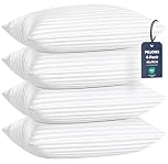 Utopia Bedding Stripe Luxury Bed Pillows 4 Pack, for Back, Stomach & Side Sleepers, Ideal for Master Bedrooms & Hotels, 48 x 74 cm Standard Size, White