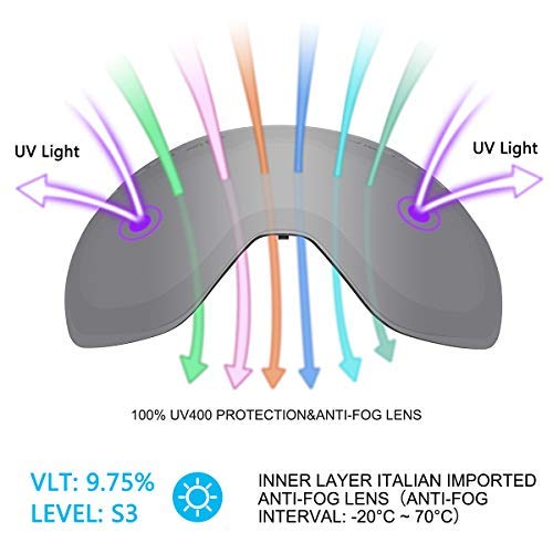 Supertrip Professional Ski Goggles For Men And Women Double Lens Anti-Fog Big Spherical Skiing Unisex Multicolor Snow Goggles Gray Revo Mirror Silver (Vlt 9.75%) #TOP1