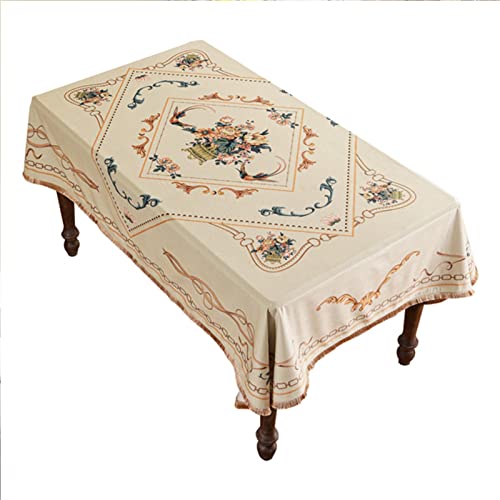 JSJJAUJ Tischläufer Plüsch Jacquard Tischdecke Amerikanische idyllische...