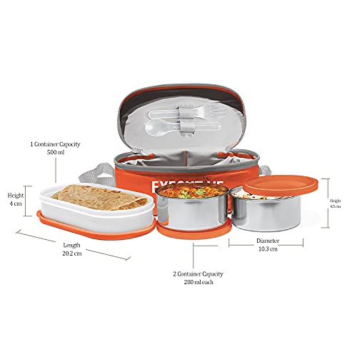 Milton Executive Stainless Steel Lunch Box Set Of 3, Orange #TOP5