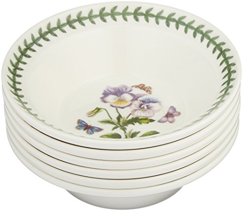 Portmeirion Botanic Garden 6.5" Cereal Bowl - Set of 6 | Assorted Floral Motifs | Fine Earthenware | Chip Resistant Glaze | Dishwasher, Microwave, Freezer, Oven Safe | Made in England