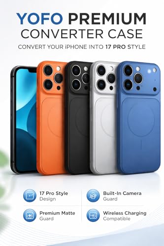 Image of YOFO Premium Converter Case for iPhone 14 Plus | Convert to iPhone 17 Style Design | in-Built Camera Guard Black