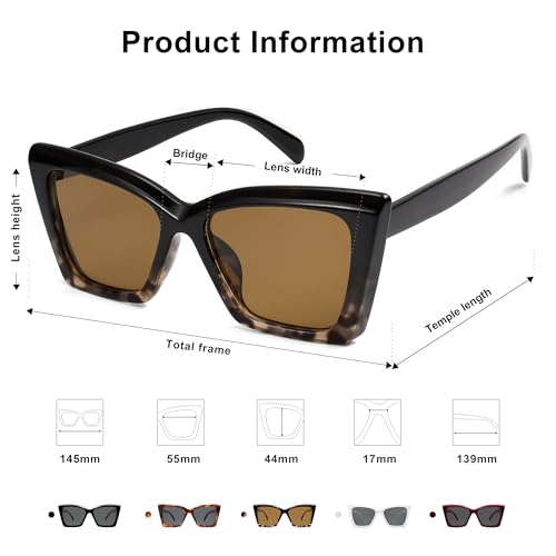 SOJOS Trendy Oversized Cateye Sunglasses Womens UV400 Large Designer Shades Lentes De Sol Para Mujer SJ23474