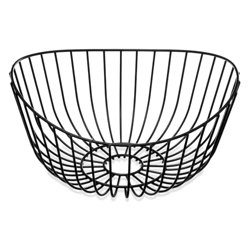 TIENDA EURASIA – Frutero | Cesta De Frutas | Material Acero Inoxidable | Color Negro | Cesta Para Frutas y Verduras | Fruteros de Cocina | Medidas 27.5x26.5x14 cm