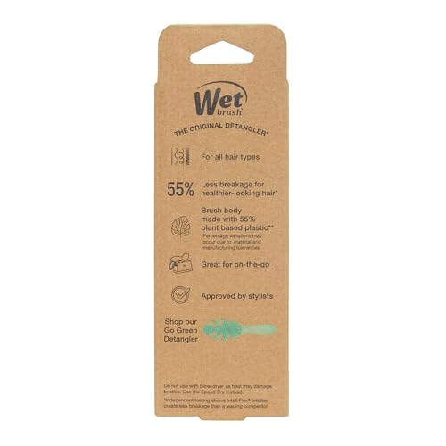 Wet Brush Go Green Mini Detangler, Pink - Detangling Travel Hair Brush - Ultra-Soft IntelliFlex Bristles Glide Through Tangles & Gently Loosens Knots While Minimizing Pain, Split Ends & Breakage