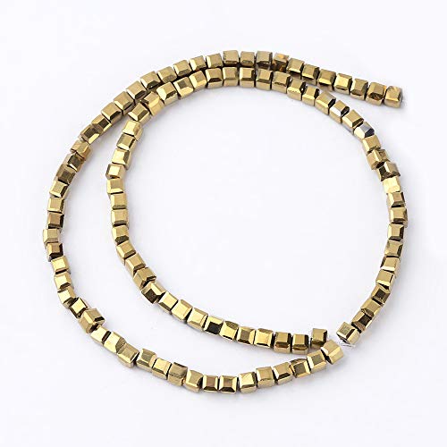 Perlin 50 x Glass Beads Crystal Beads 2 x 2 mm Cube Bohemian Czech Gold, Gold,Silver,White, 2 mm x 2 mm x 2 mm - Image 3
